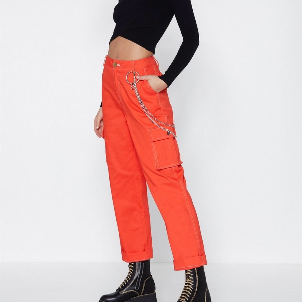 SOLD 🌟 NASTY GAL ORANGE UTILITY CARGO PANTS